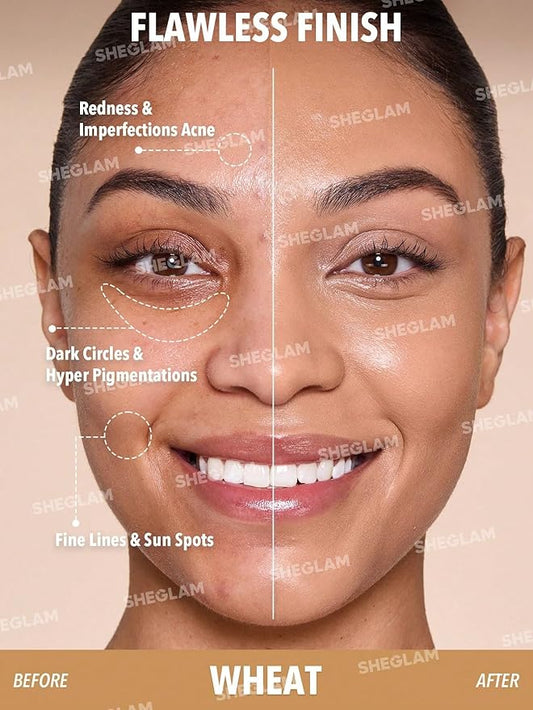 SHEGLAM Skin Magnet High Coverage Foundation Stick Longwear Medium Face Makeup for All Skin Types-Wheat