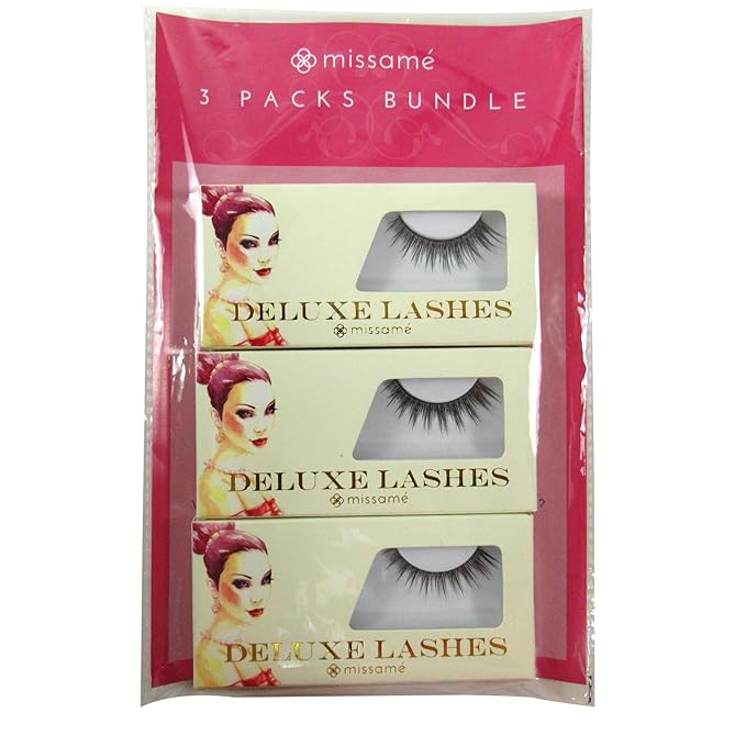 MissamΓ© COY Deluxe Professional False Eyelashes Set Handmade with Premium Synthetic Fibers, Black, 3 Pairs