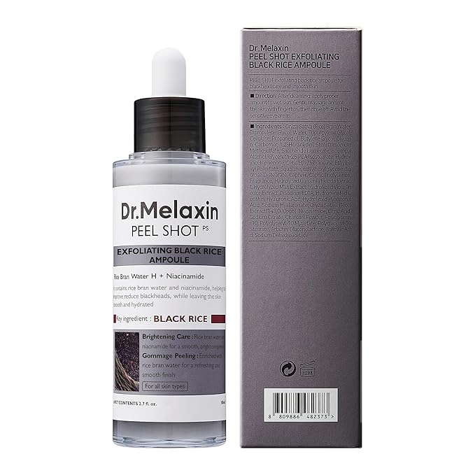 Peel Shot Glow Black Rice Peeling Ampoule, Soft Exfoliating Face and Body Scrub Dead Skin Cells, Blackheads Remover for All Skin Types korean skin care 80ml
