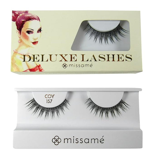 Missamé COY Deluxe Professional False Eyelashes Set Handmade with Premium Synthetic Fibers, Black, 1 Pair