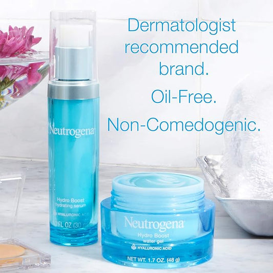 Neutrogena Hydro Boost Hydrating Hyaluronic Acid Serum, Oil-Free and Non-Comedogenic Face Serum Formula for Glowing Complexion, Oil-Free & Non-Comedogenic, 1 fl. oz (Pack of 2)