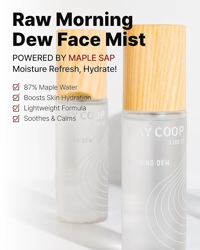 MAY COOP Raw Morning Dew Face Mist β Korean Hydrating Facial Spray with 87% Maple Water & Hyaluronic Acid - Refreshing & Lightweight Formula for Sensitive Skin, 2.71 fl.oz.