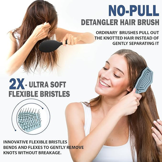 Fiora Naturals Hair Detangling Brush -100% Bio-Friendly Hair Detangler Brush w/Ultra-soft Bristles- Glide Through Tangles with Ease - For Curly, Fine, Women, Men, Kids, Toddlers, Wet and Dry Hair