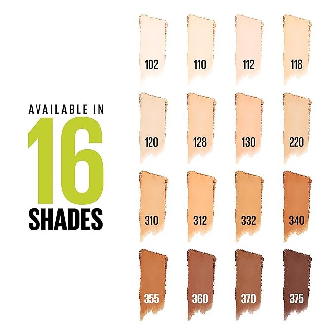 Maybelline Super Stay Up to 24HR Hybrid Powder-Foundation, Medium-to-Full Coverage Makeup, Matte Finish, 332, 1 Count
