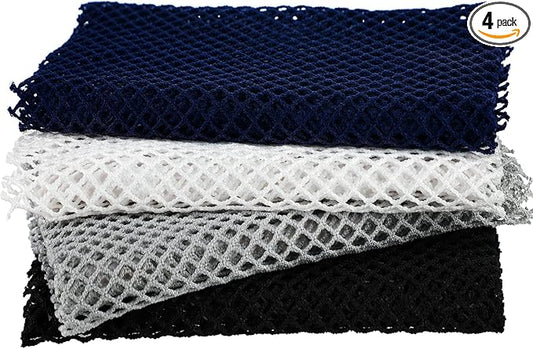 4 Pieces African Net Bath Net Sponge Body Exfoliating Polyester Cleaning Shower Body Scrubber Back Scrubber Exfoliating Wash Bath Cloth for Daily Use (Black, Blue, White, Gray,7.8 x 27.6 Inch)