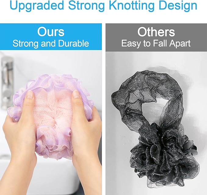 AmazerBath Loofah Sponge 75g/Piece, Exfoliating Bath Sponge Body Scrubber - Loofa Set of 4 - SunsetBerry Colors, Large