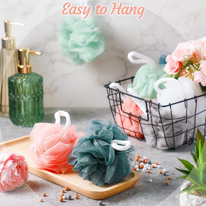 100 Pieces Bath Sponge Shower Loofahs Bulk 30g Soft Net Body Scrubber Sponge Ball Exfoliating Body Shower Pouf Bath Scrunchies for Men and Women (Regular Color)