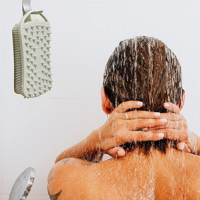 4 PC Silicone Exfoliating Body Scrubber, Silicone Body Shampoo Brush, Soft Silicone Loofah for Sensitive Skin, Shower Silicone Hair Scalp Massager, Easy to Clean, Lather Well