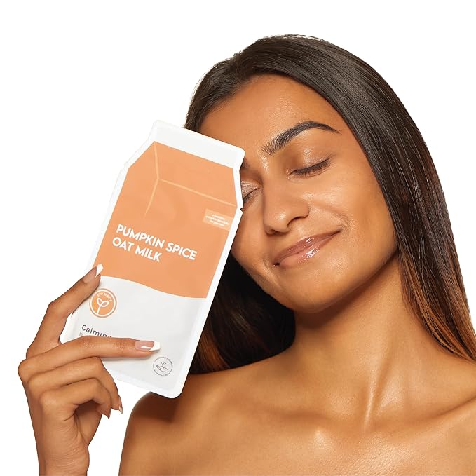 ESW Beauty Pumpkin Spice Oat Milk β Calming Plant-Based Milk Face Mask (6-Pack) β Pumpkin Extract for Dry, Sensitive Skin β Soothes, Reduces Oil & Fights Breakouts