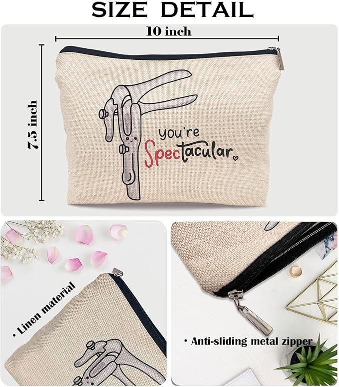 Ayxvt Obgyn Cosmetic Make up Bag - Obgyn Gifts Makeup Bag, Medical Office Decor, Obgyn Gifts for Doctors, Midwife Gifts Cosmetic Bag, Gifts Ideas for Doctors (Beige)