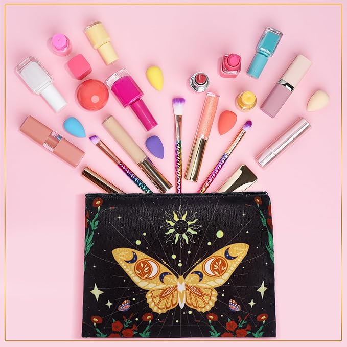 Kajaia 12 Pcs Butterfly Makeup Bags Cute Portable Travel Purse Toiletry Pocket Make up Organizer Storage Zipper Pouch Makeup Brush Cosmetic Bags for Women Adult Aesthetic Stuff