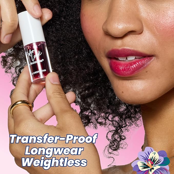 Blossom Lip Gloss Color Lock Lip Stain & Tint, Hydrating, Longlasting, Buildable, Non Drying, Smudgeproof + Transfer Proof, Made in USA with Doe Foot Applicator, 0.14oz, Blooming Rose