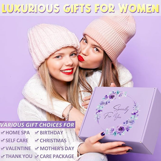 Birthday Gifts for Women Friendship, Lavender Relaxing Spa Gifts Basket for Women Self Care Gifts, Thank You Gifts Bath Set Christmas Gifts for Mom Her Best Friend Wife Sister Coworker Nurse Teacher