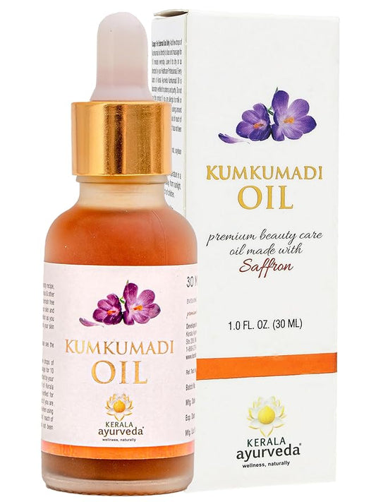 Kerala Ayurveda Kumkumadi Face Serum for All Skin Types (1 Fl Oz) | Saffron & Lotus Infused Brightening Serum | Reduces Wrinkles, Pigmentation & Dark Spots | Anti-Ageing Solution | Ideal for Gua Sha
