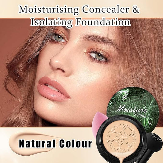 2Pcs Mushroom Head Air Cushion CC Cream Foundation Makeup,Moisturizing BB Cream Face Makeup Liquid Foundation,Long Lasting Full Coverage Concealer for All Skin Types(Natural)A