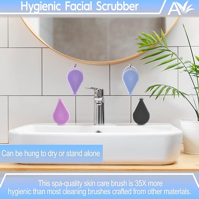 Avilana Style 2 Silicone Body Scrubber (Blue) + Gentle Face Scrubber (Blue) | Quick-Dry, Hygienic Shower Set for Daily Full-Body Cleansing, Exfoliation & Smooth Skin