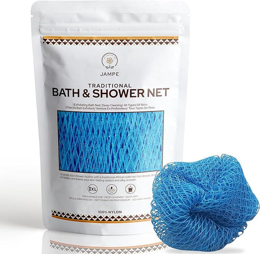 African Bath Sponge, Long Exfoliating Bath and Shower net, Body Scrubber and Back Scrubber, Skin Smoother, Our Premium Quality Design, Great for Daily Use
