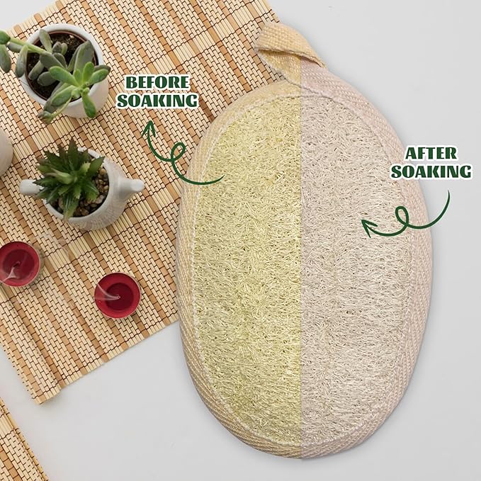 loofah exfoliating Body Scrubber, Perfect loofah Sponge for Men and Women use in Shower, Shower loofah (4 Packs) Made with Natural loofah, Shower Scrubber for Body, White
