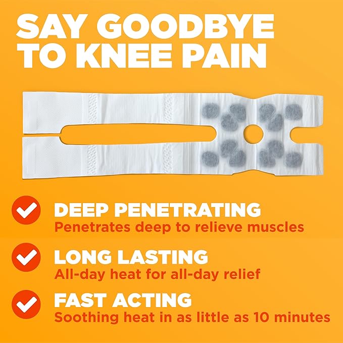 ThermaCare Knee HeatWraps - Targeted Knee Pain Relief with 8-Hour Therapeutic Heat - Flexible, Discreet, Drug-Free Portable Heat Therapy - 4-Count
