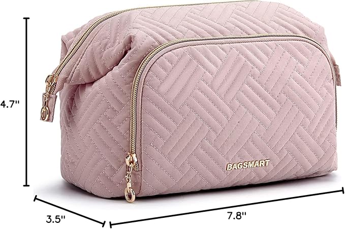 BAGSMART Travel Makeup Bag, Cosmetic Bag Make Up Organizer Case,Large Wide-open Pouch for Women Purse for Toiletries Accessories Brushes