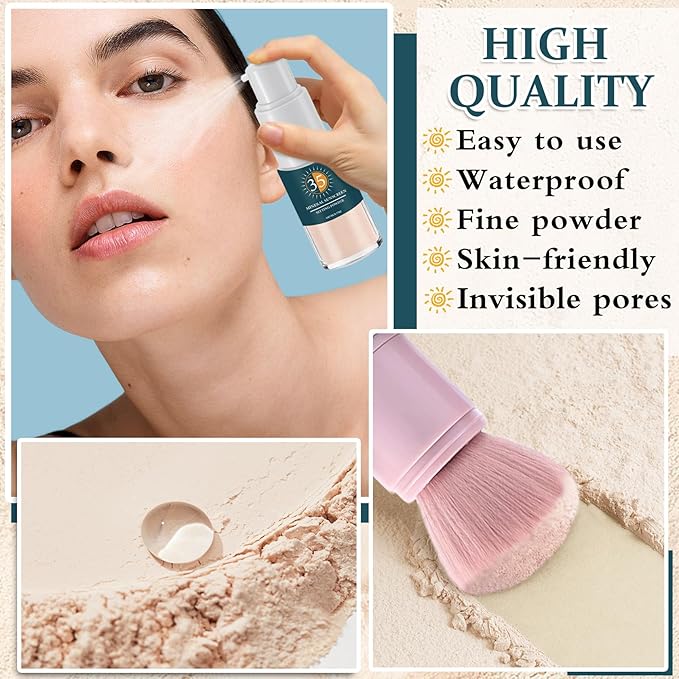 Mineral Sunscreen Powder for Face Spf Powder Sunscreen Setting Powder,Multi-purpose Scalp Sunscreen Powder,Oil Control Long Lasting Mineral Powder Sunscreen for Scalp & Hair, 01 Transparent
