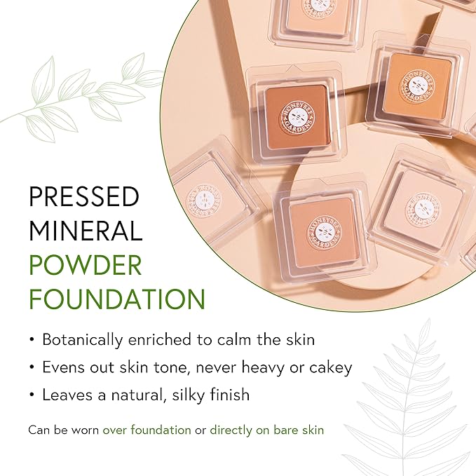Honeybee Gardens Pressed Mineral Powder Foundation Refill, Avignon, Pale Light Neutral Shade, Adjustable Coverage, Natural Finish, With Botanical Extracts And Vitamin E, 7.5g