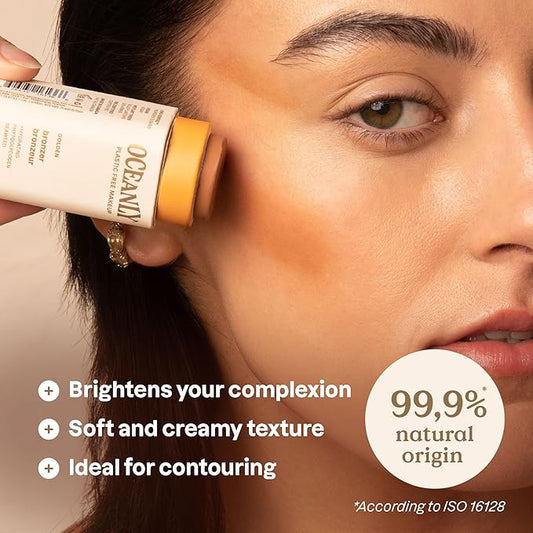 ATTITUDE Oceanly Plastic-Free Lightweight Bronzer Stick, Titanium Dioxide-Free, EWG Verified, Vegan & Cruelty-free Makeup, Golden, 0.3 Ounces