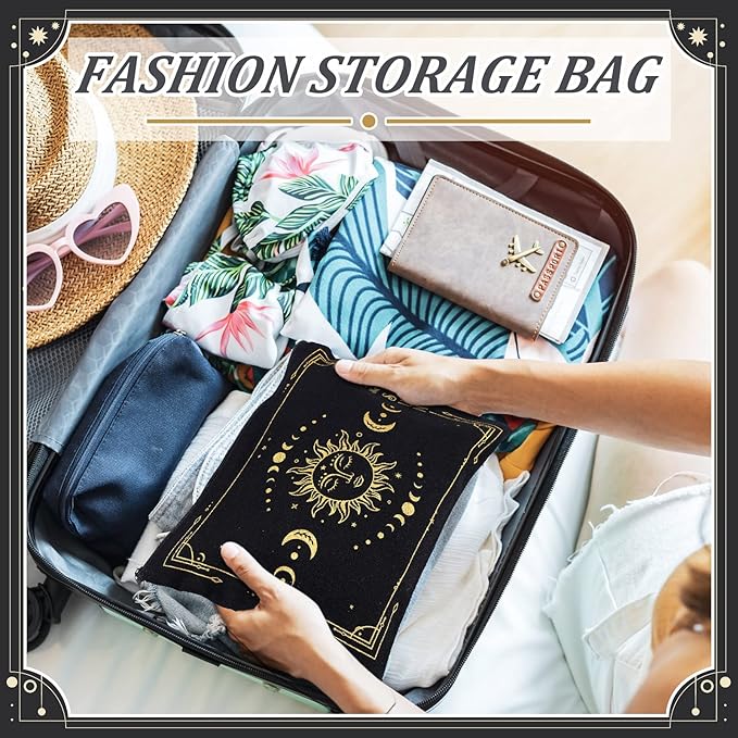 Kajaia 12 Pcs Witch Tarot Makeup Bags Cute Portable Travel Purse Toiletry Pocket Make up Organizer Storage Zipper Pouch Makeup Brush Cosmetic Bags for Women Adult Aesthetic Stuff