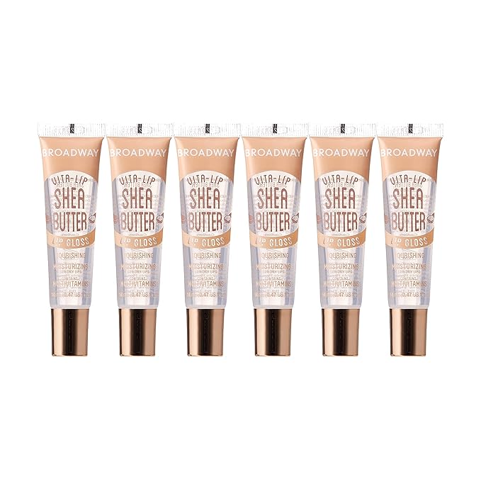 Ruby Kisses Broadway Vita-Lip Clear Lip Gloss (Shea Butter 6 Pack), Ultra-Hydrating & Soothing Formula with Multi-Vitamin Oils, High-Shine Non-Sticky Finish, Nourishing Lip Balm for Healthy Lips