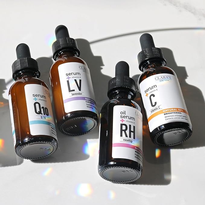 CLARA'S NEW YORK 100% Natural Rosehip Facial Oil Serum with Vitamin E β Hydrating, Anti-Aging Face Oil for Fine Lines & Wrinkles β Lightweight, Non-Greasy β 30ml β Made in USA