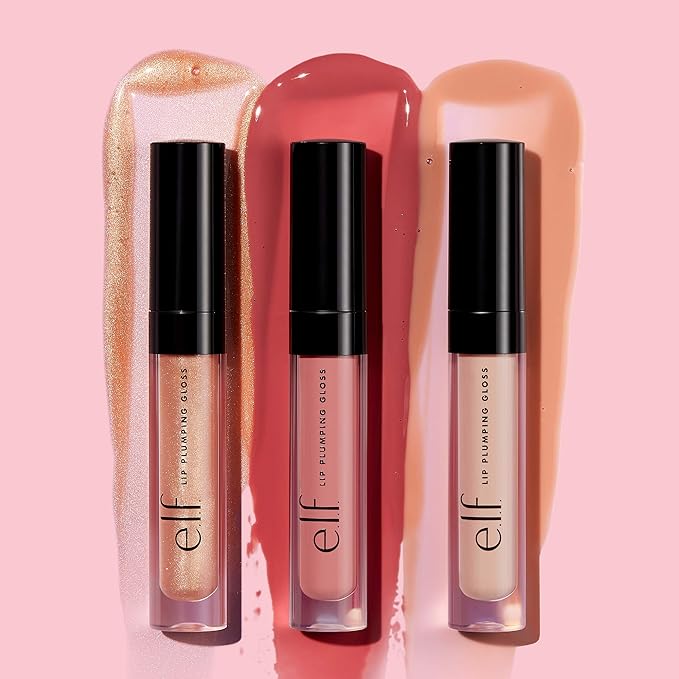 e.l.f. Lip Plumping Gloss, Hydrating, Nourishing, Invigorating, High-Shine, Plumps, Volumizes, Cools, Soothes, Sparkling RosΓ©, Shimmer, 0.09 Oz