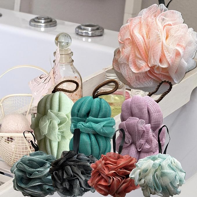 Loofah Sponge, Exfoliating Bath Sponge Body Scrubber Lofa Single Pack - Pink 50g (1 Pack)