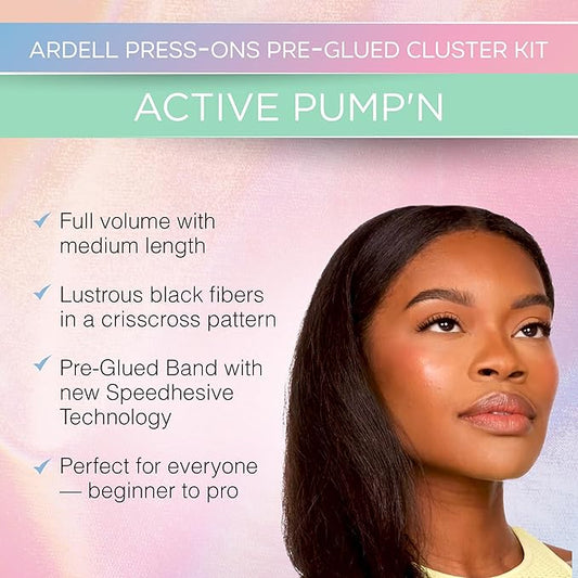 Ardell Active Press On DIY Lash Clusters, False Eyelashes, Cluster Lashes, Pre-Glued Underlash, Eyelash Extensions - Pump'n, 1-pack