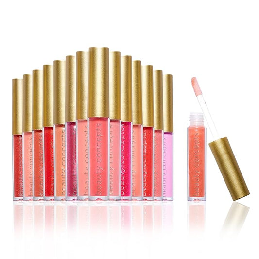 Beauty Concepts Lip Gloss Collection β Shimmering, Glossy Lip Makeup Set for a Radiant Finish, Glitter Floral