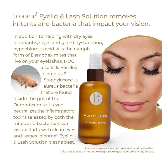 Bloome* - Hypochlorous Acid Face and Skin Spray .05% - Made in USA - Hypochlorous Acid Facial Mist - Pure HOCL Solution - Skin Care Relief for Tattoo, Sunburn, Piercing Aftercare & Bumps -120 ml