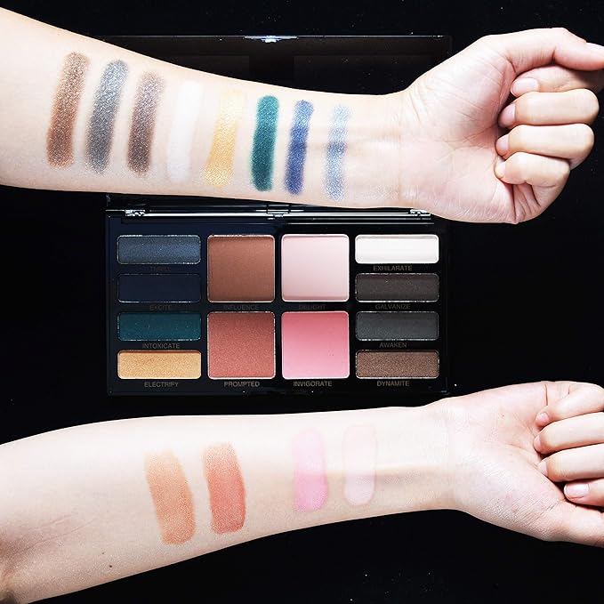 2Pcs Makeup 8-Earth-Color Eyeshadow Palette Velvet Matte and Fine Pearls Combined with 1 Color Powder 2 Blush 1 Micro Coffee Face Highlighter Powder a Combination of Cold and Warm Colors