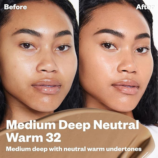 Kosas BB Burst Tinted Face Gel Cream - Supports Healthy Collagen, Smoothes Skin, Hydrates & Moisturizes - Lightweight Buildable Coverage - Medium Deep Neutral Warm 32, (1 Oz/30 ML)