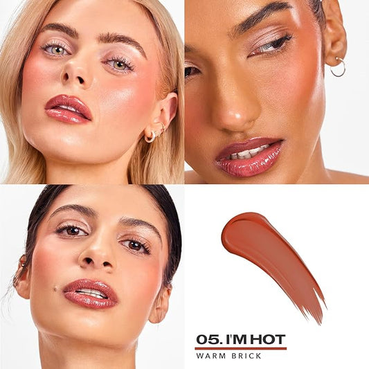 Sacheu Cheek STAY-N Liquid Blush for Cheeks β High Pigment, Buildable, Lightweight Cream Blush Infused With Squalane, for Dewy & Radiant Flushed Cheeks β Long-lasting & Cruelty Free, I'm Hot