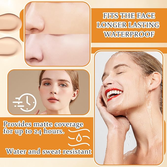 Mushroom Head Air Cushion CC Cream Foundation Makeup,Moisturizing BB Cream Face Makeup Liquid Foundation,Long Lasting Full Coverage Concealer for All Skin TypesοΌNaturalοΌ