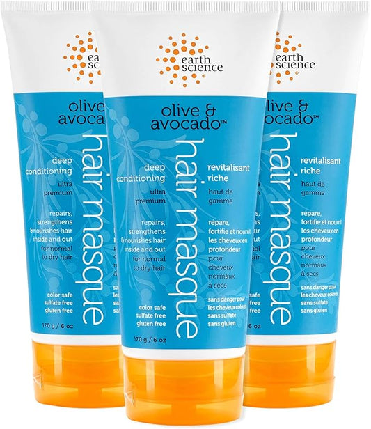 Earth Science - Olive & Avocado Deep Conditioning Hair Masque: for Normal to Dry Hair (3 pk, 6 oz.)
