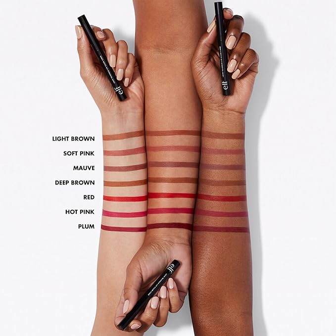 e.l.f. Love Triangle Lip Filler Liner, 2-in-1 Lipliner Pencil For Sculpting & Filling, Long-Lasting Intense Color, Vegan & Cruelty-Free, Deep Brown