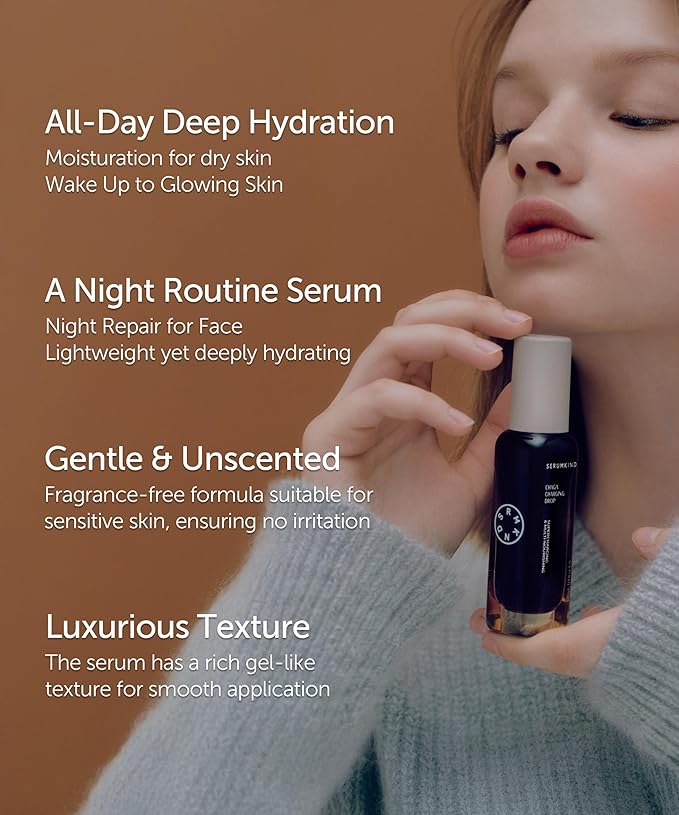 SERUMKIND Chaga Mushroom Serum for Korean Face Skincare - Beta Glucan Extract - Nourishing & Hydrating - Provides Deep Hydration for Extremely Dry Skin - Vegan & Cruelty-Free β 1.01 fl.oz.