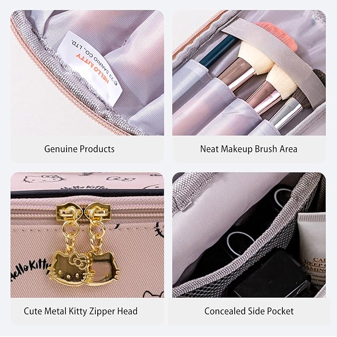 AmBealla Make up Bag Travel Cosmetic Bags Brush Holder Zipper Pouch Case Organizer Cute Organizer Suitable for Purse for Women (Light Pink Bucket Bag)