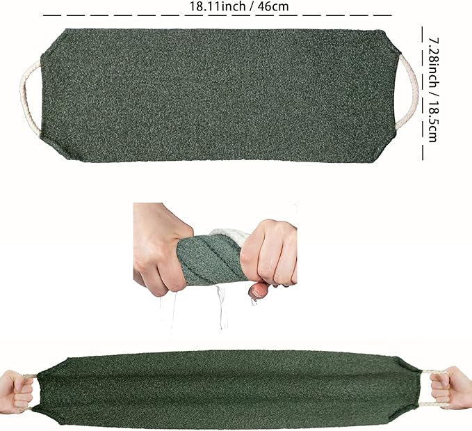 Scrubber Back for Shower Extended Length Scrubber Towel Exfoliating Washcloth Body Scrub Sponge Shower Loofah with Handle for Women Men Deep Clean Body Skin Massages (green2)