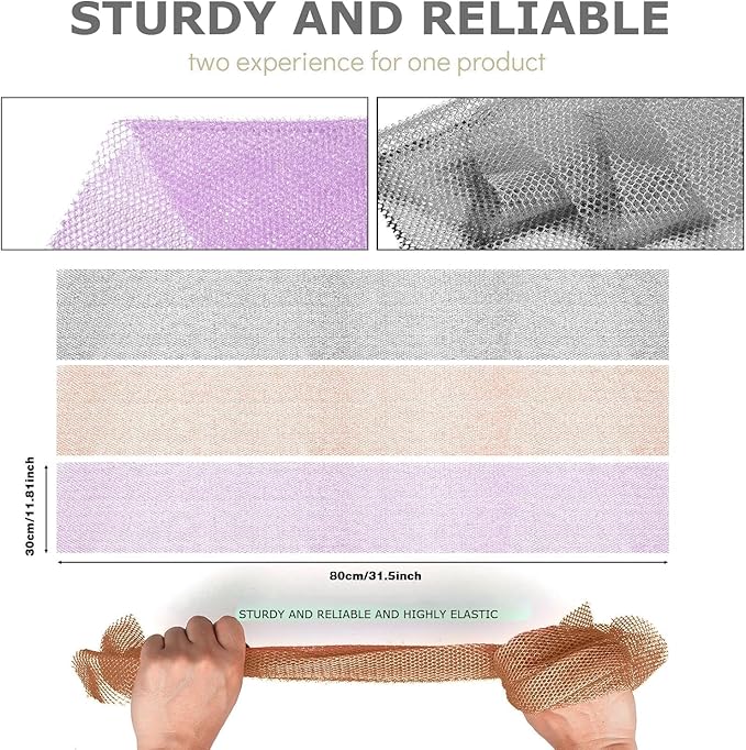3 Pieces African exfoliating net African Net Long Net Bath Sponge Exfoliating Shower Body Scrubber Back Scrubber Skin Smoother,Great for Daily Use (Purple、Gray、Brown)