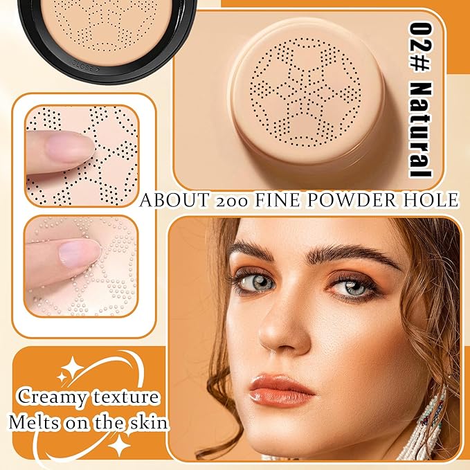 Mushroom Head Air Cushion CC Cream Foundation Makeup,Moisturizing BB Cream Face Makeup Liquid Foundation,Long Lasting Full Coverage Concealer for All Skin TypesοΌNaturalοΌ