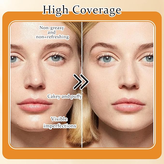 Mushroom Head Air Cushion CC Cream Foundation Makeup,Moisturizing BB Cream Face Makeup Liquid Foundation,Long Lasting Full Coverage Concealer for All Skin TypesοΌIvoryοΌ