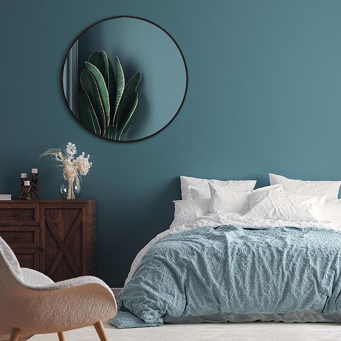 Americanflat 31" Round Mirror - Hanging Mirrors with Aluminum Frame - Modern Mirror for Bathroom, Bedroom, Living Room - Mirrors for Wall Display and Home Decor - Black