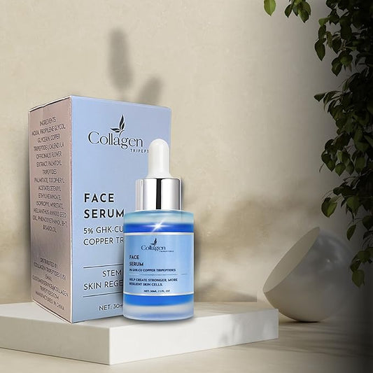 5% Copper Tripeptide-1 with Palmitoyl Tripeptides Face and Neck Essence Oil Skin Revitalizer, Support Anti Wrinkle, Tightening, Collagen - For Men and Women