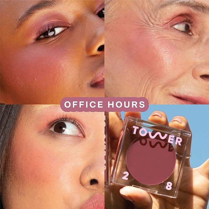 Tower 28 Beauty BeachPlease Cream Blush for Cheeks and Lips - Multi-Purpose Lip and Cheek Tint in Mauve Blush - for Sensitive Skin β Color OFFICE HOURS, Luminous Finish